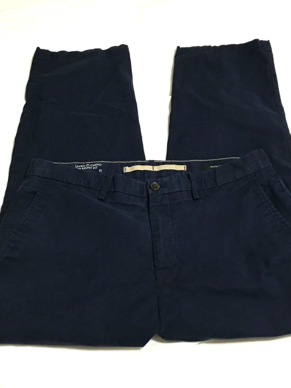 Banana Republic Lived-In Chino Straight Fit Mens Pants 33x28 (Tag 33x32) Navy